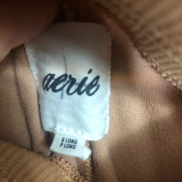 American Eagle Aerie Velour Flare Sweat Pants High Waist Tan Small Long - Picture 3 of 8